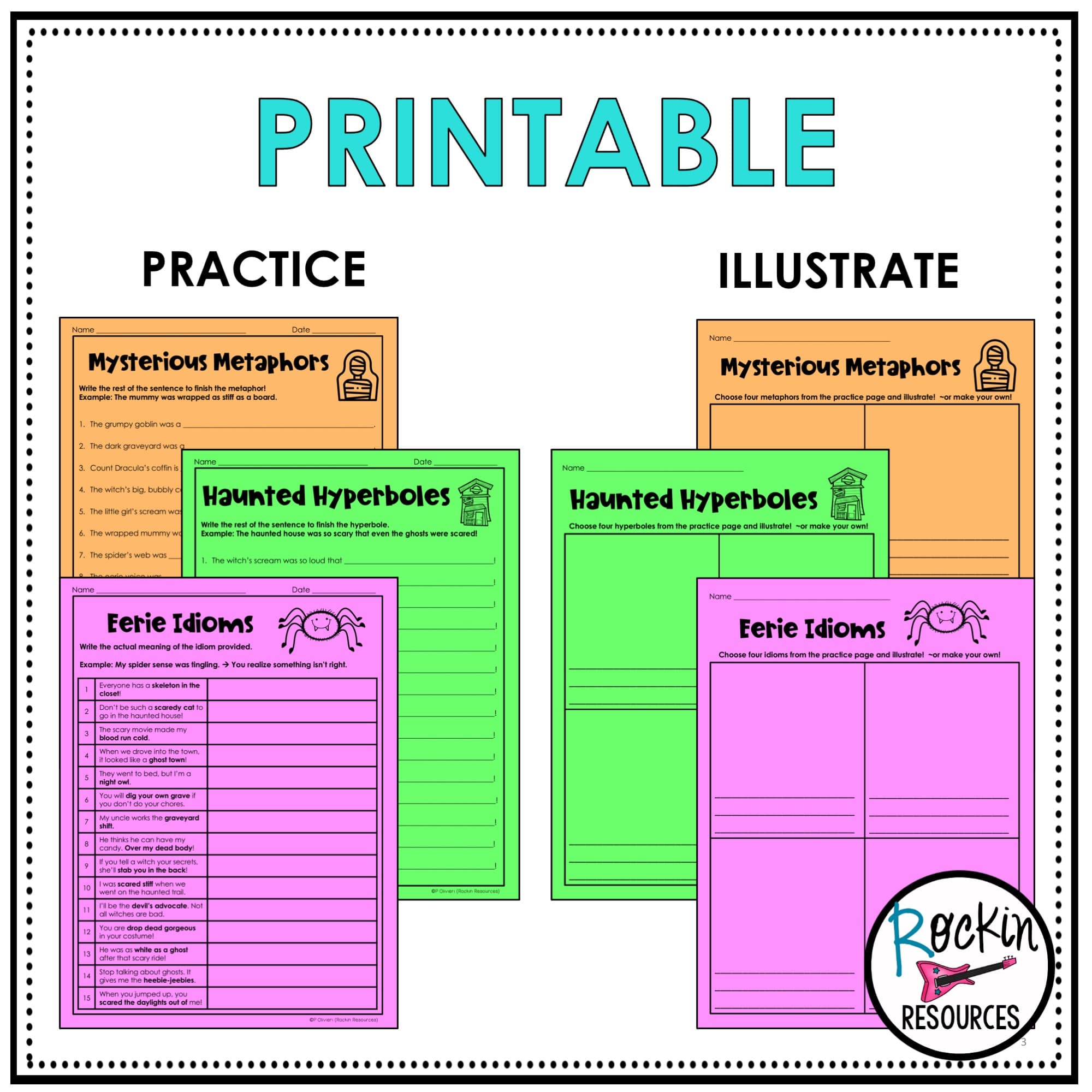 HALLOWEEN FIGURATIVE LANGUAGE HALLOWEEN ACTIVITIES DISTANCE