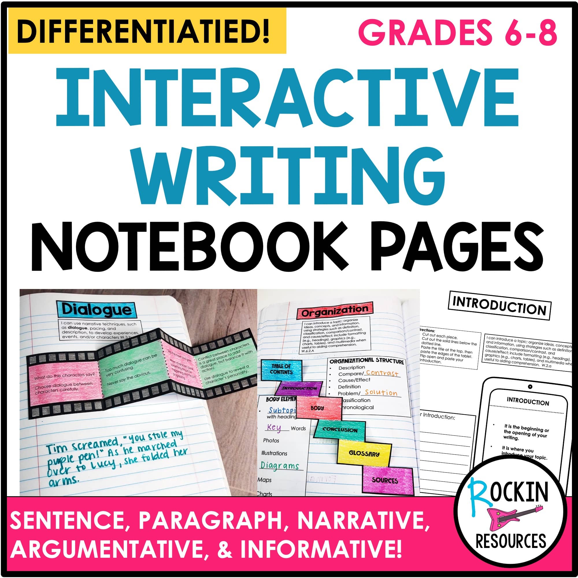 Interactive Writing Notebook Pages | Middle School Interactive Notebook