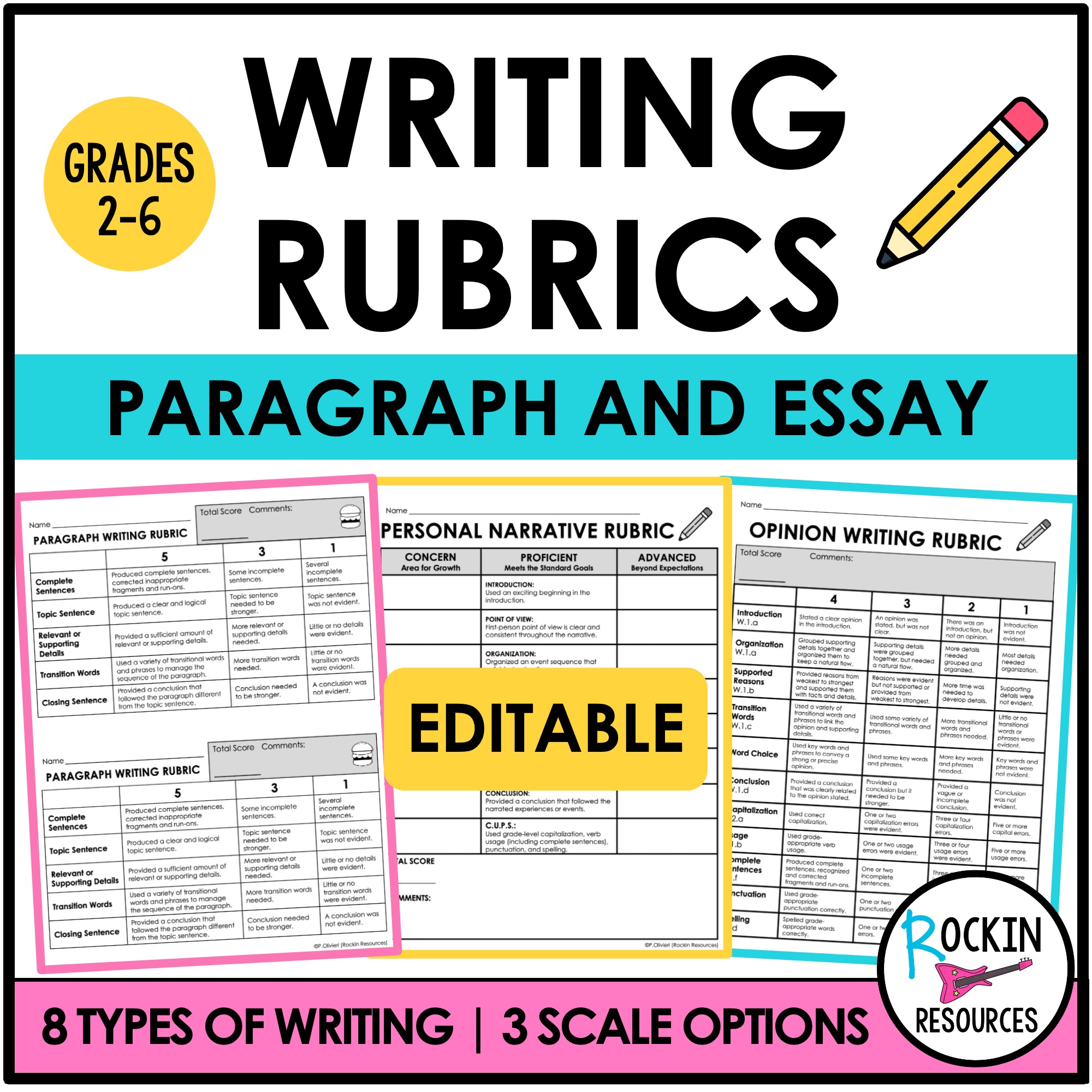 Writing Rubrics for Paragraph and Essay Writing Assignments