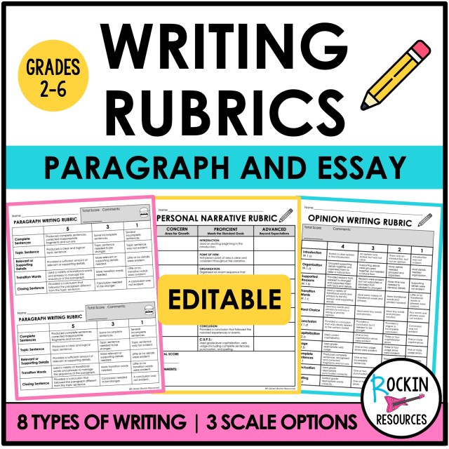 Writing Rubrics for Paragraph and Essay Writing Assignments