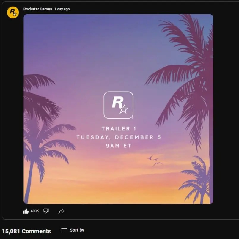 GTA 6 Trailer Becomes Most Liked Gaming Tweet Of All Time Yt Tab Post 400k 