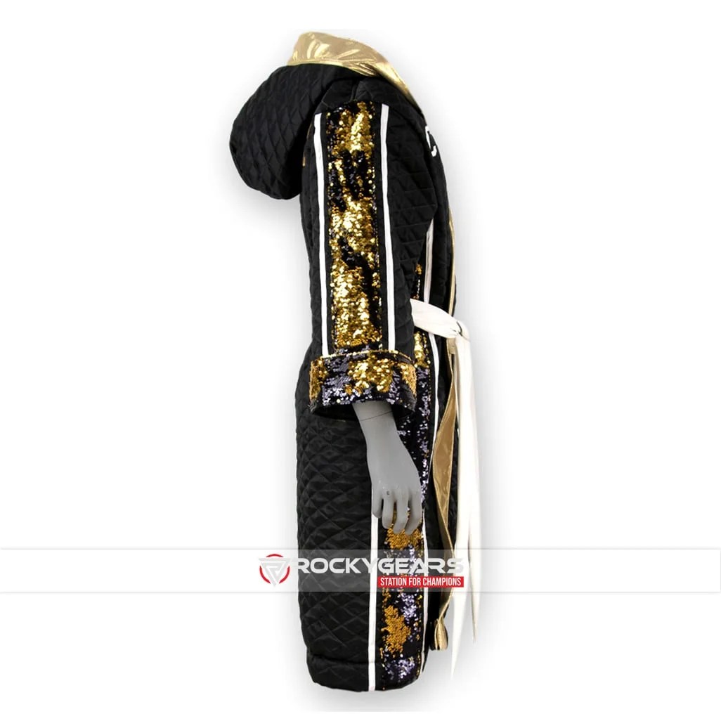 Black Gold Boxing Robe side