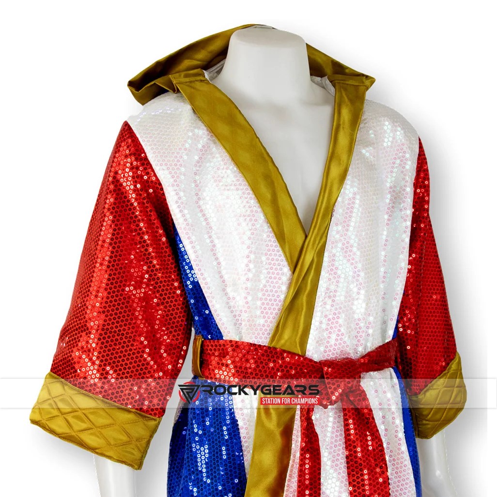 Shiny White Red Boxing Robe