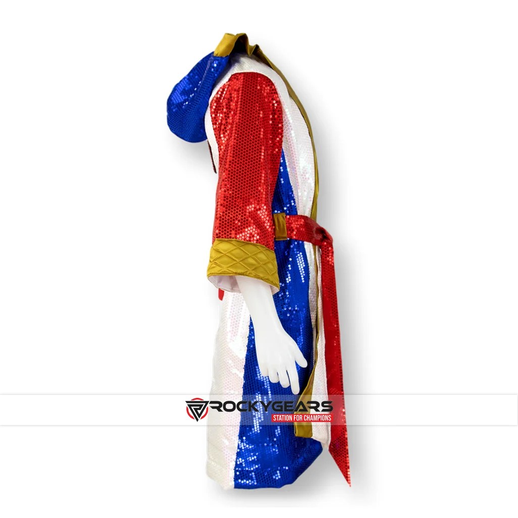 Shiny White Red Boxing Robe