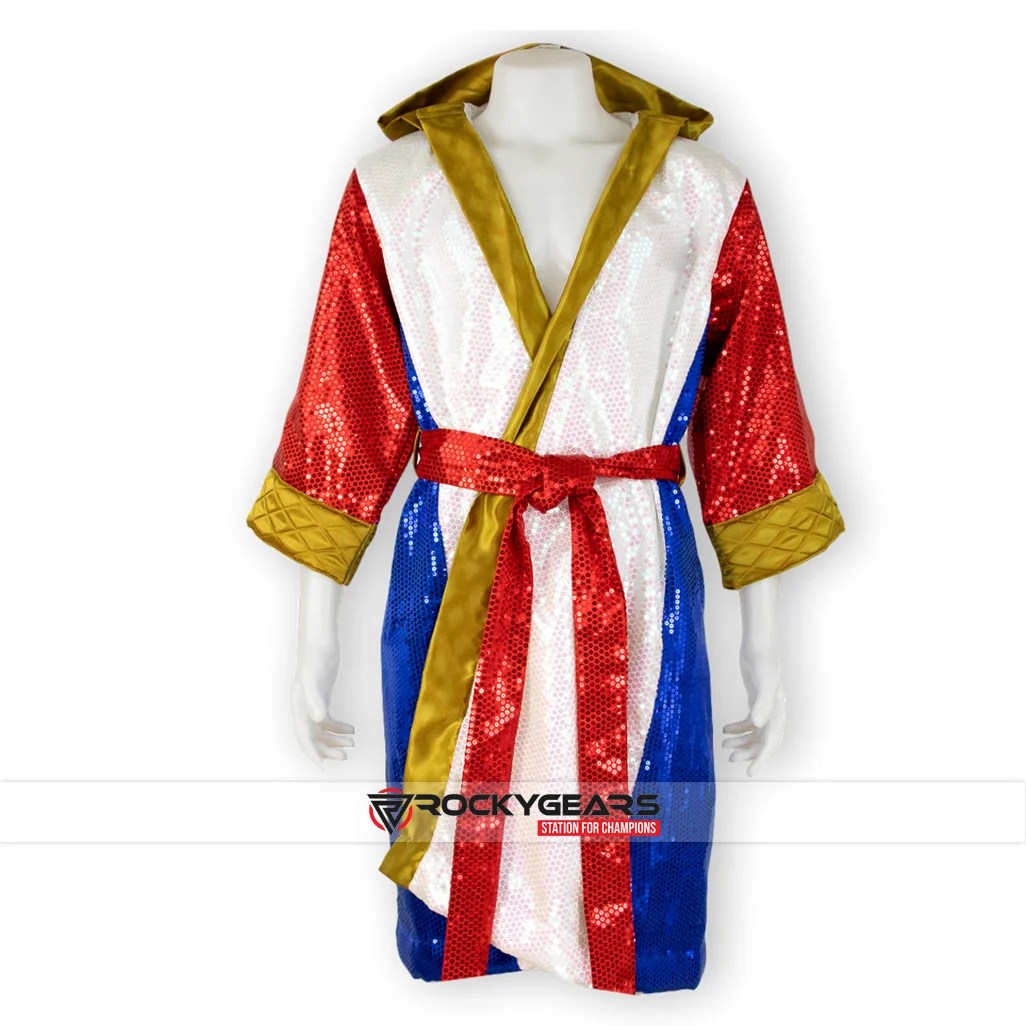 Shiny White Red Boxing Robe