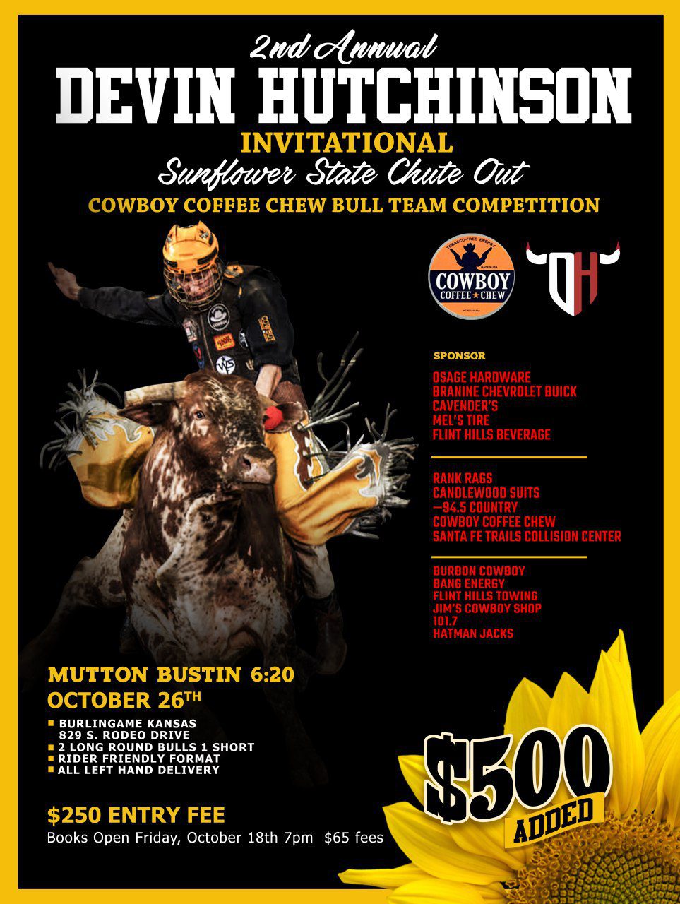 Devin Hutchinson Bull Riding Poster
