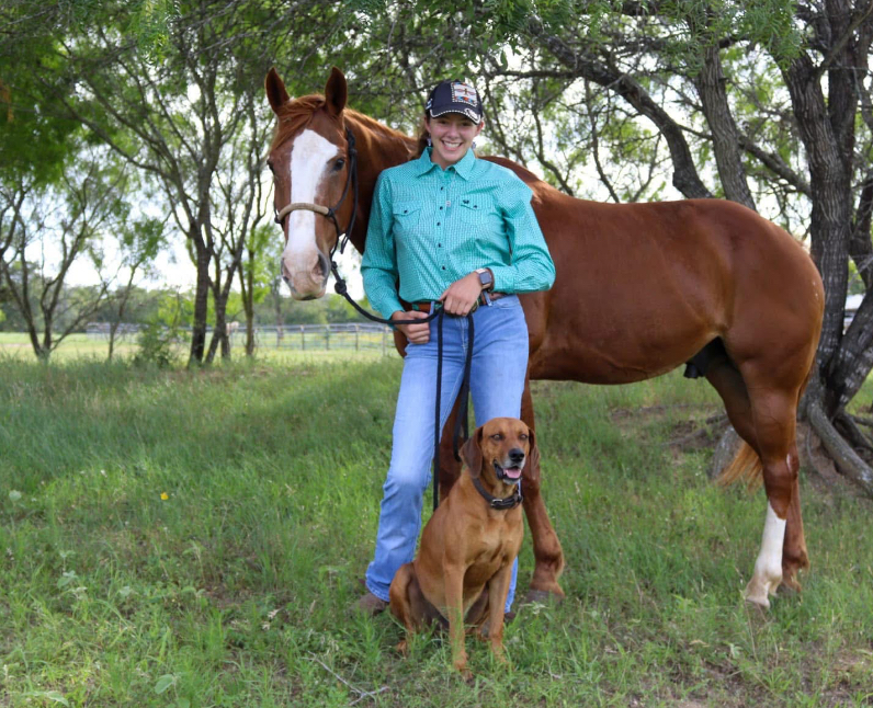 Me, my dog Rooster, and my horse Willie