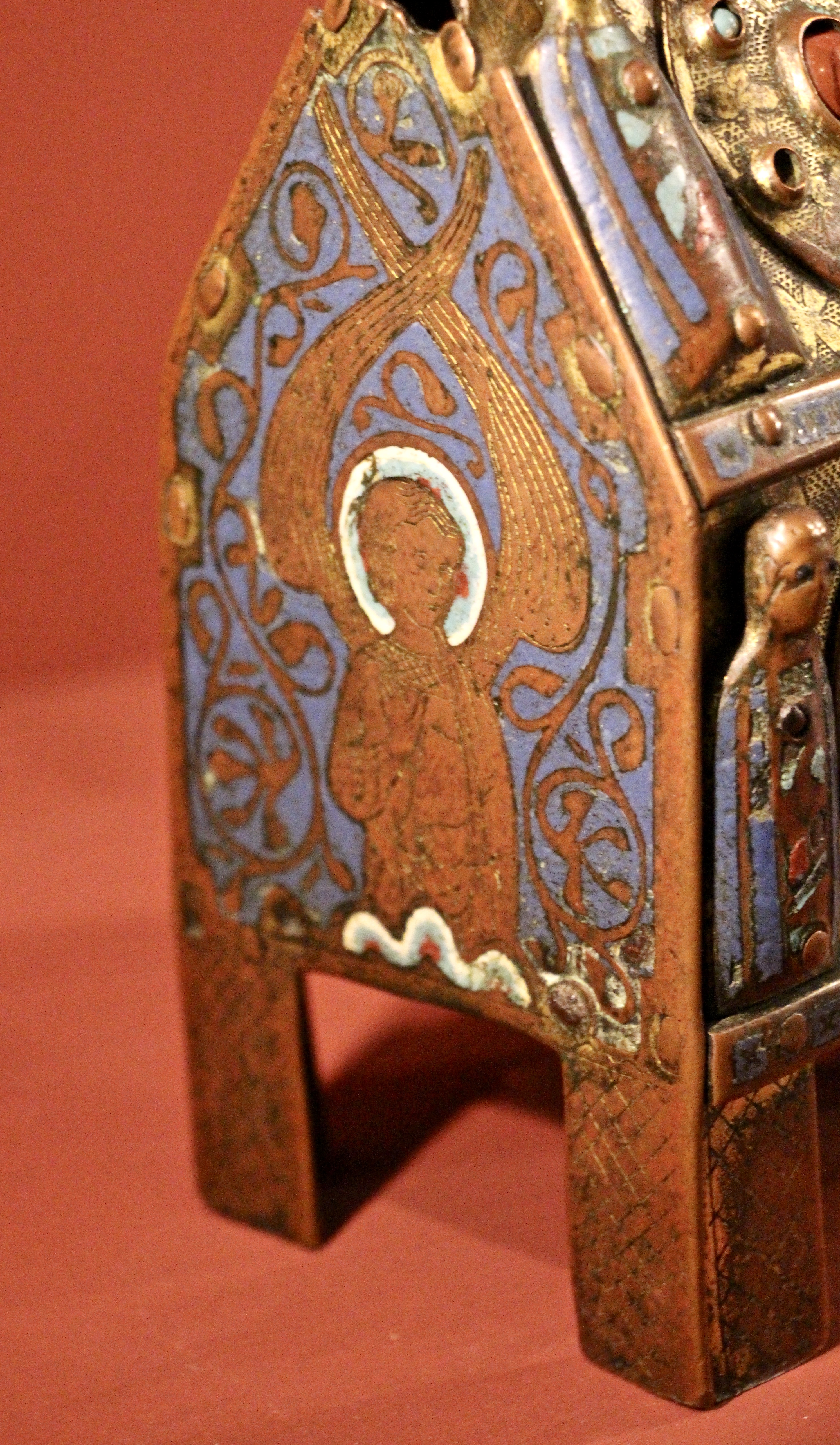 A reliquary chasse, 12th Century, Cuivre Champleve, emaille et pierres fines saint-Bonnet-Briance (Haut-Vienne) (Musée Sainte-Croix, Poitiers)