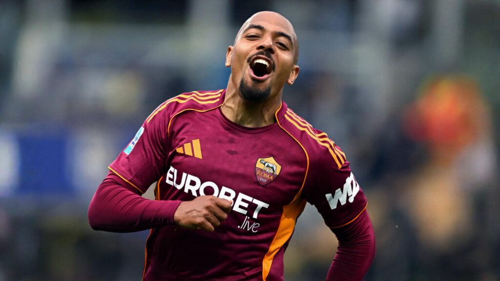 Donyell Malen celebrates during his impressive start with Roma