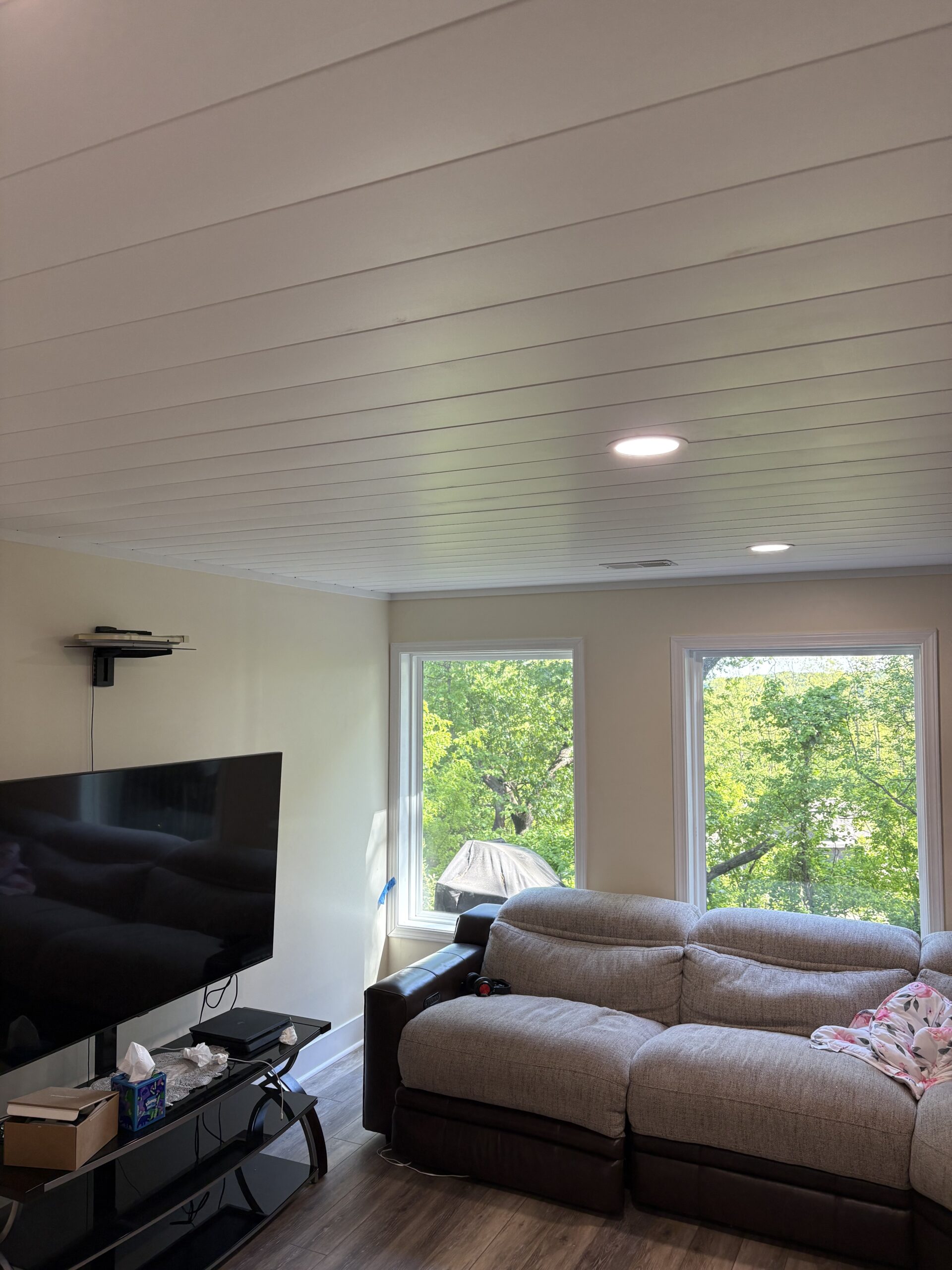 Shiplap ceiling installation