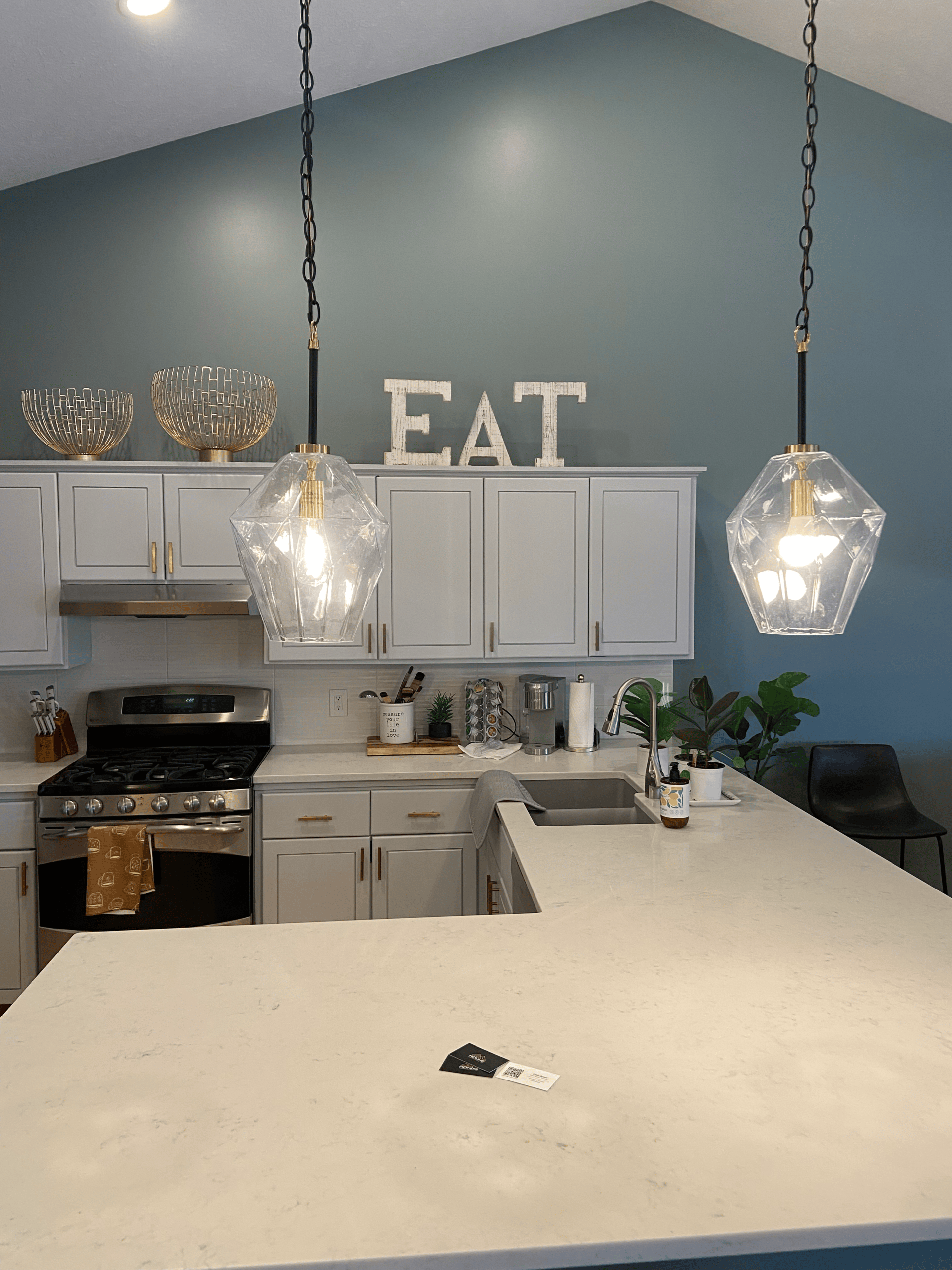 New blue paint in a modern kitchen