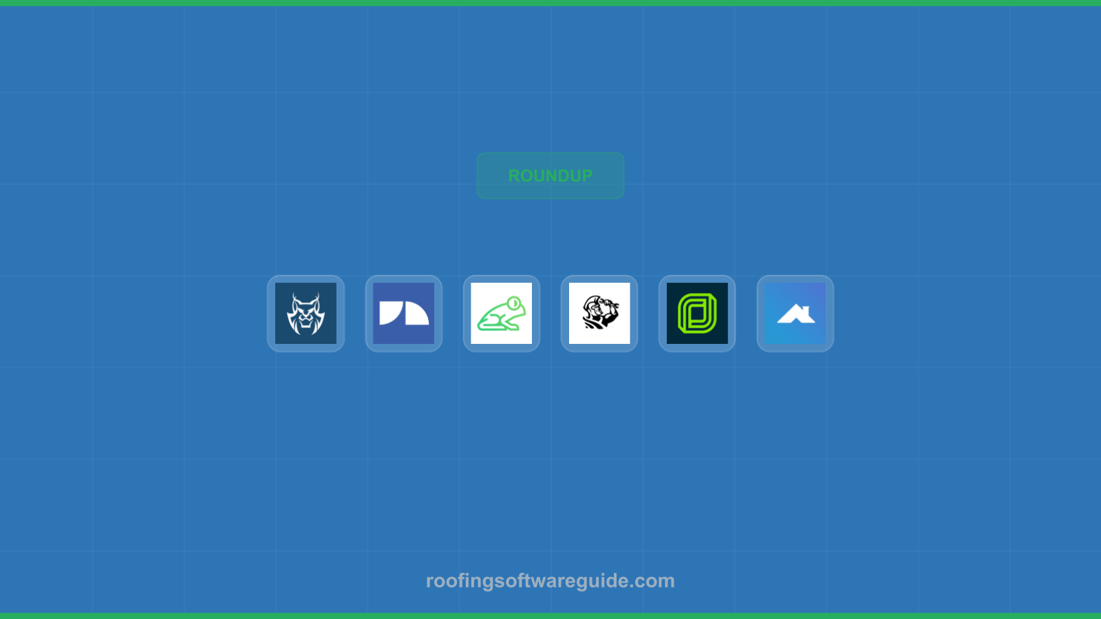 Roofing Software Guide logo with icons representing roofing and software tools.