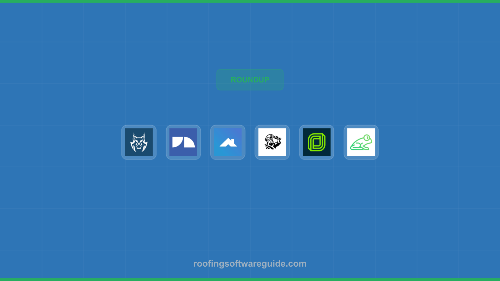 Roofing Software Guide logo with icons representing roofing and software tools.