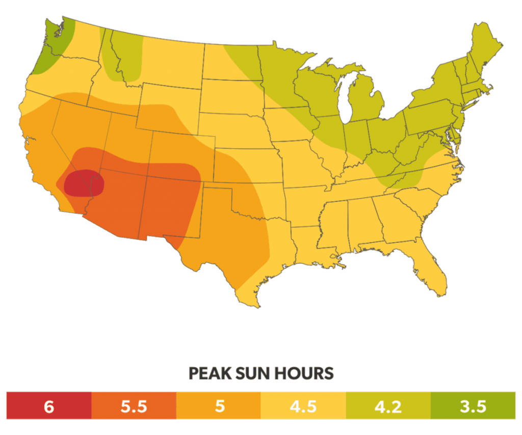Peak Sun Hours By State Rooftop Solar Solar Insolation Map 1024x854 