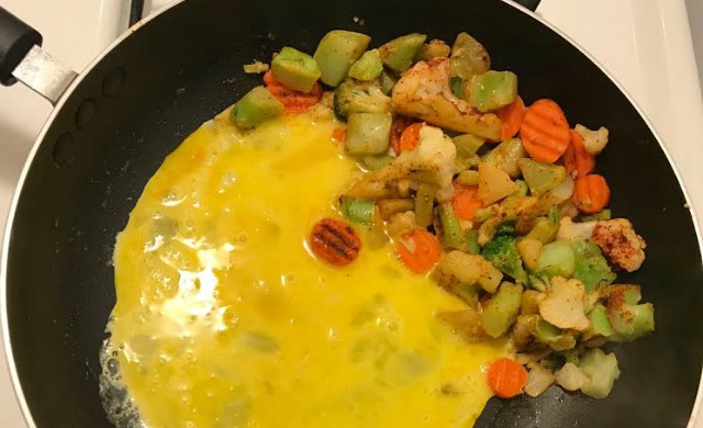 Pour the egg mixture