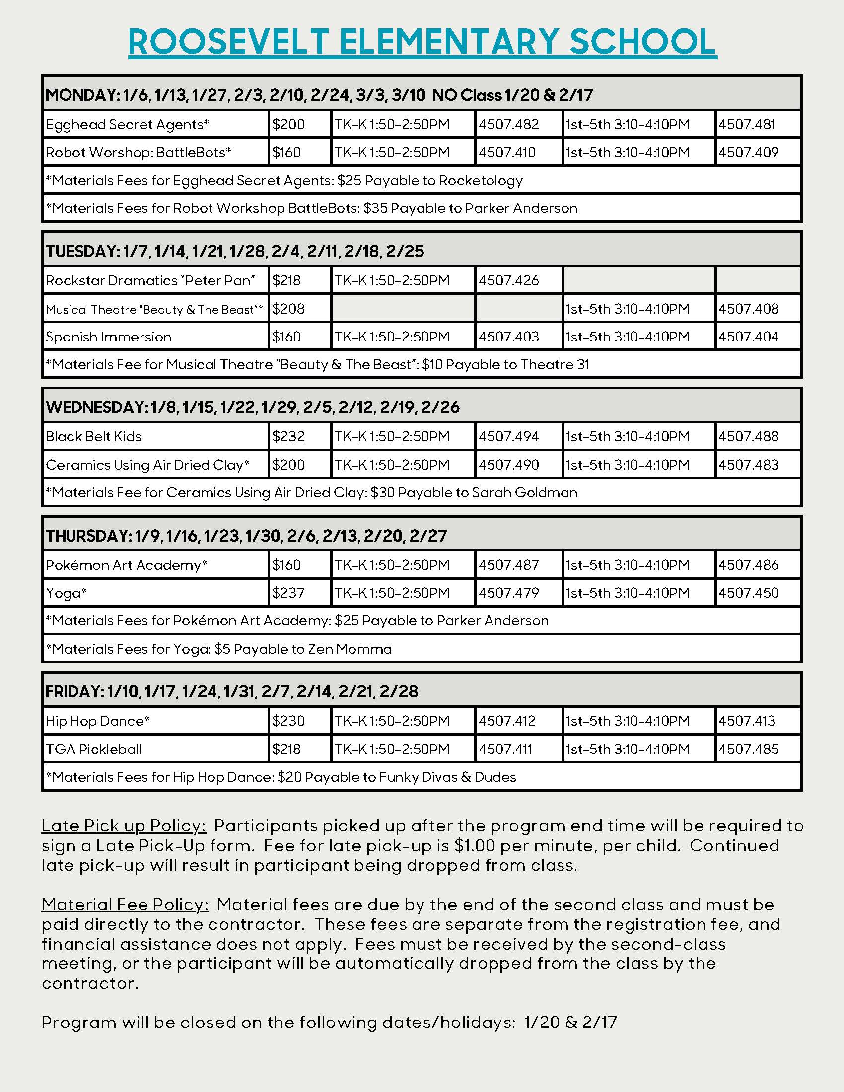 Events for January 2025 – Roosevelt Elementary School