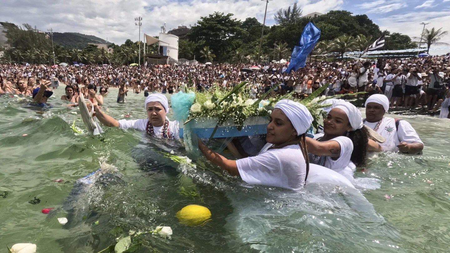 Worshippers Celebrate Afro-Brazilian Sea Goddess at Rio Beach