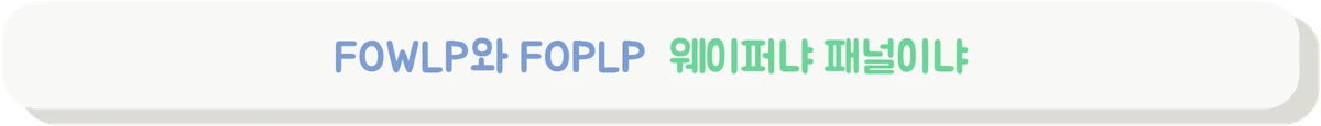 FOWLP와 FOPLP의 웨이퍼와 패널 공정 차이를 설명하는 배너
