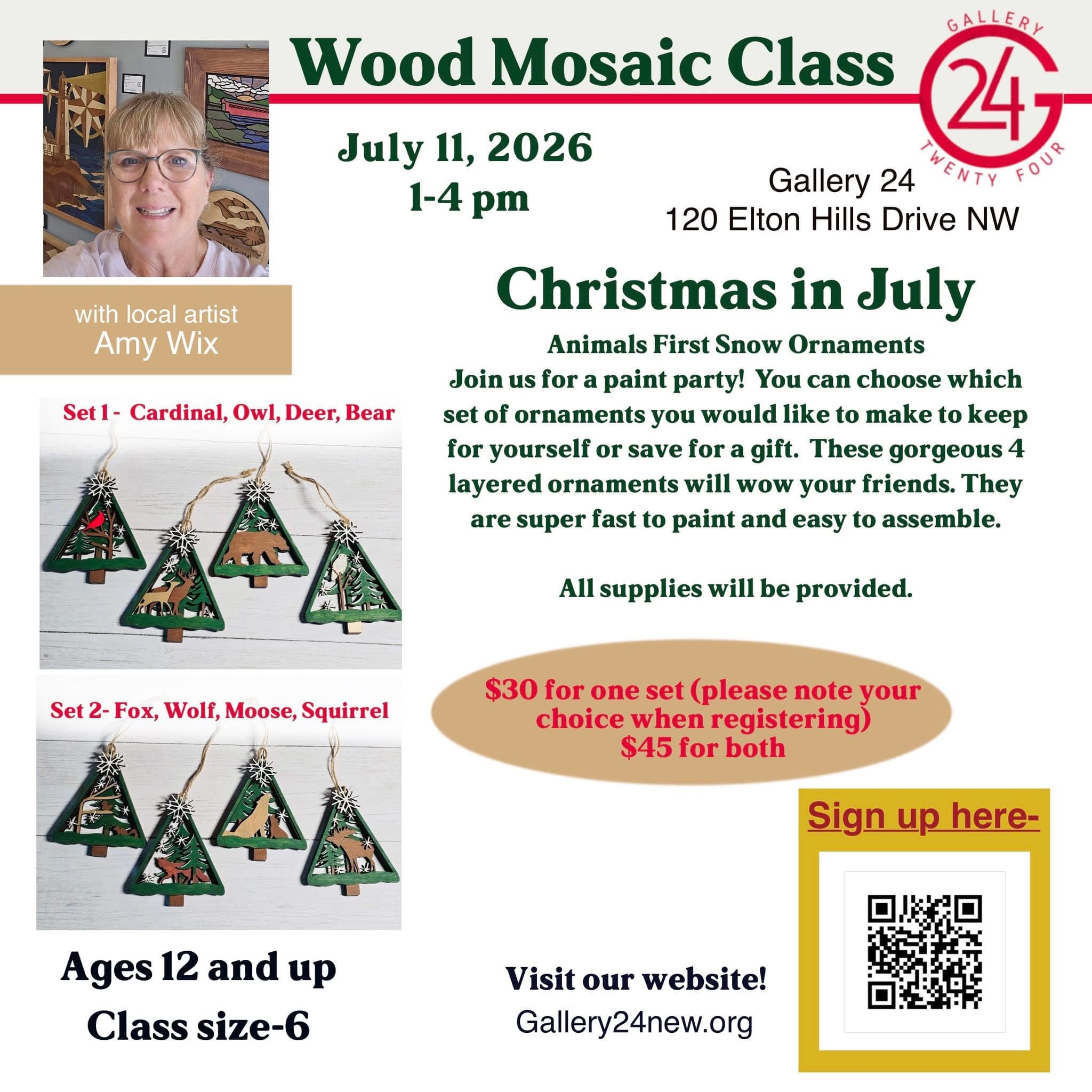 Wood Mosaic Class - Christmas in July
