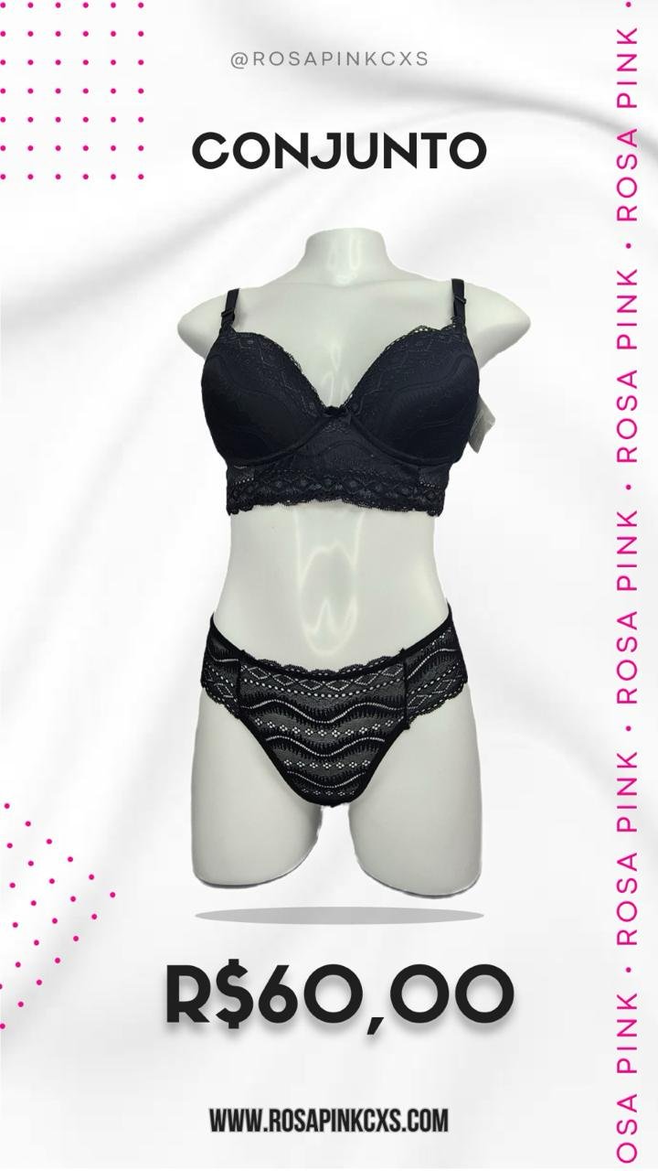Conjunto Sensual Black Lace – Preto