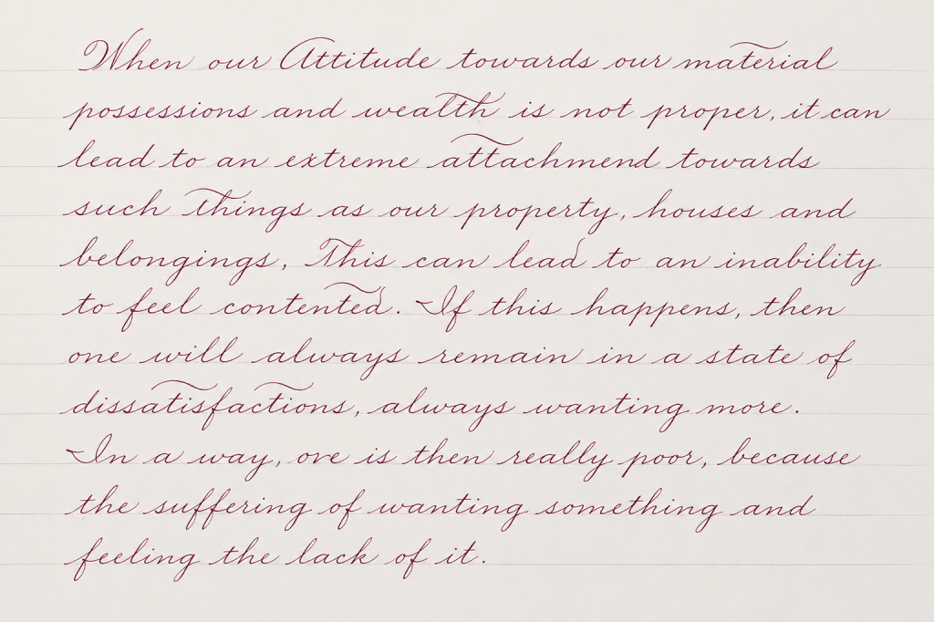 American Cursive Handwriting sample by Master Penman Hong Nguyen.