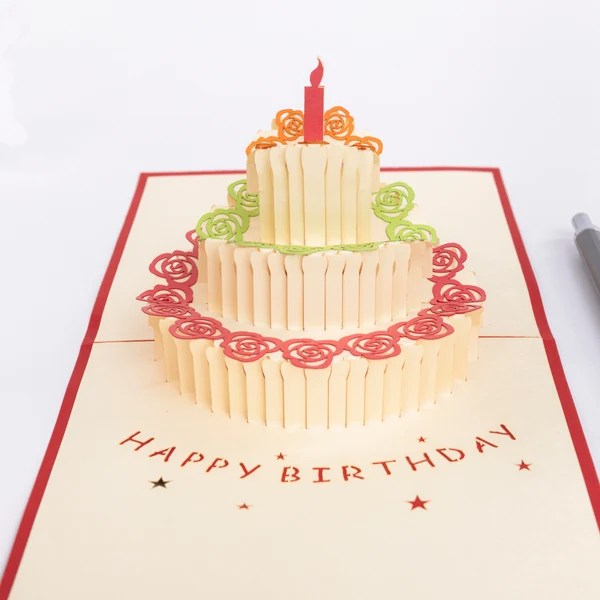 Birthday cake pop-up greeting card