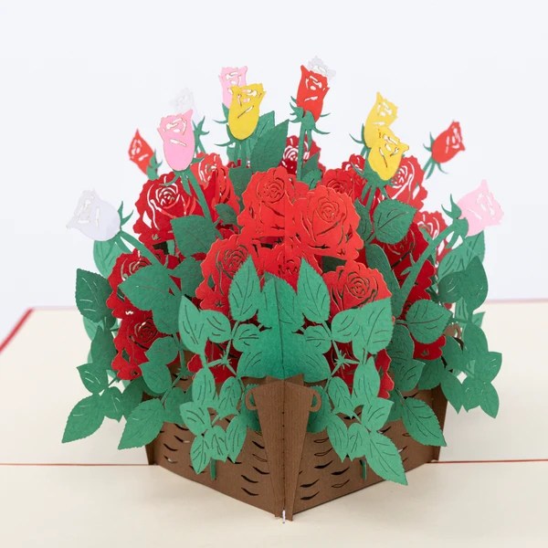 Rose basket greeting card 
