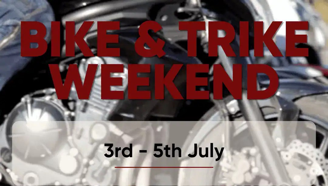 Bike & Trike Weekend event poster at Rose & Crown pub.