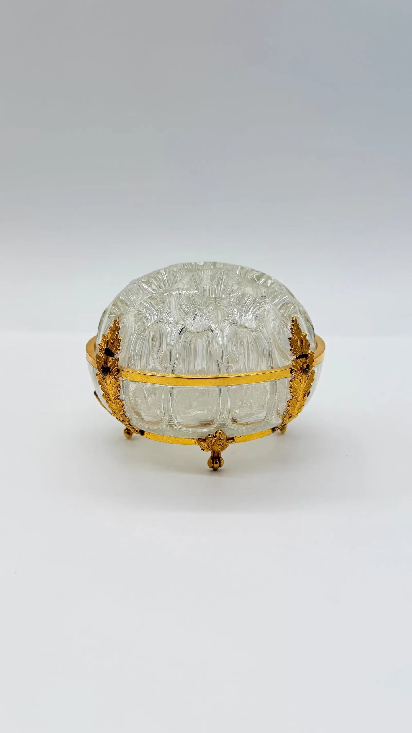 Baccarat pressed glass bowl in an acanthus-leaf gilt-bronze mount, 19th century