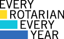 Every Rotarian Every Year logo with yellow, blue, and red colored blocks