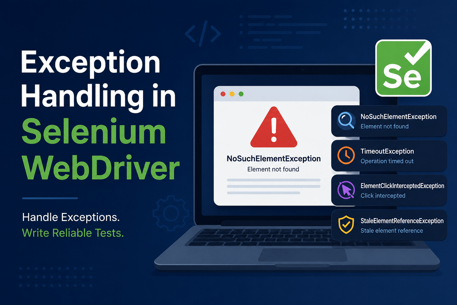 Selenium WebDriver Exception Handling