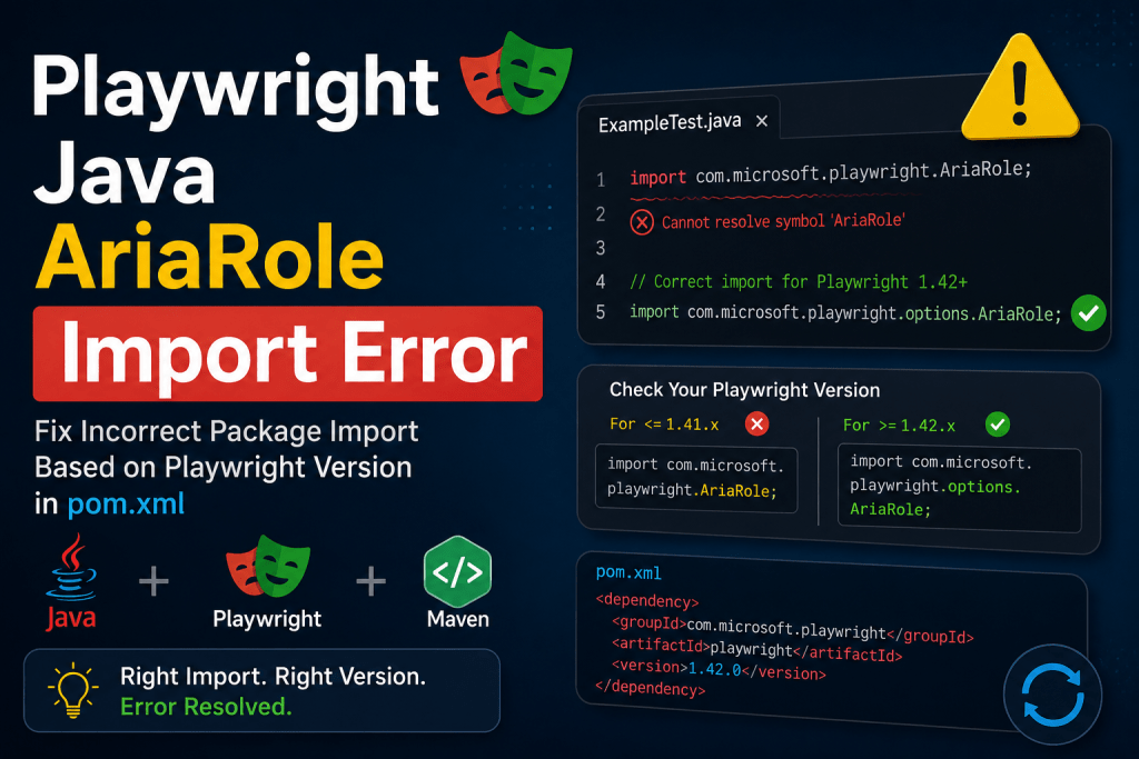 Playwright Java import error AriaRole