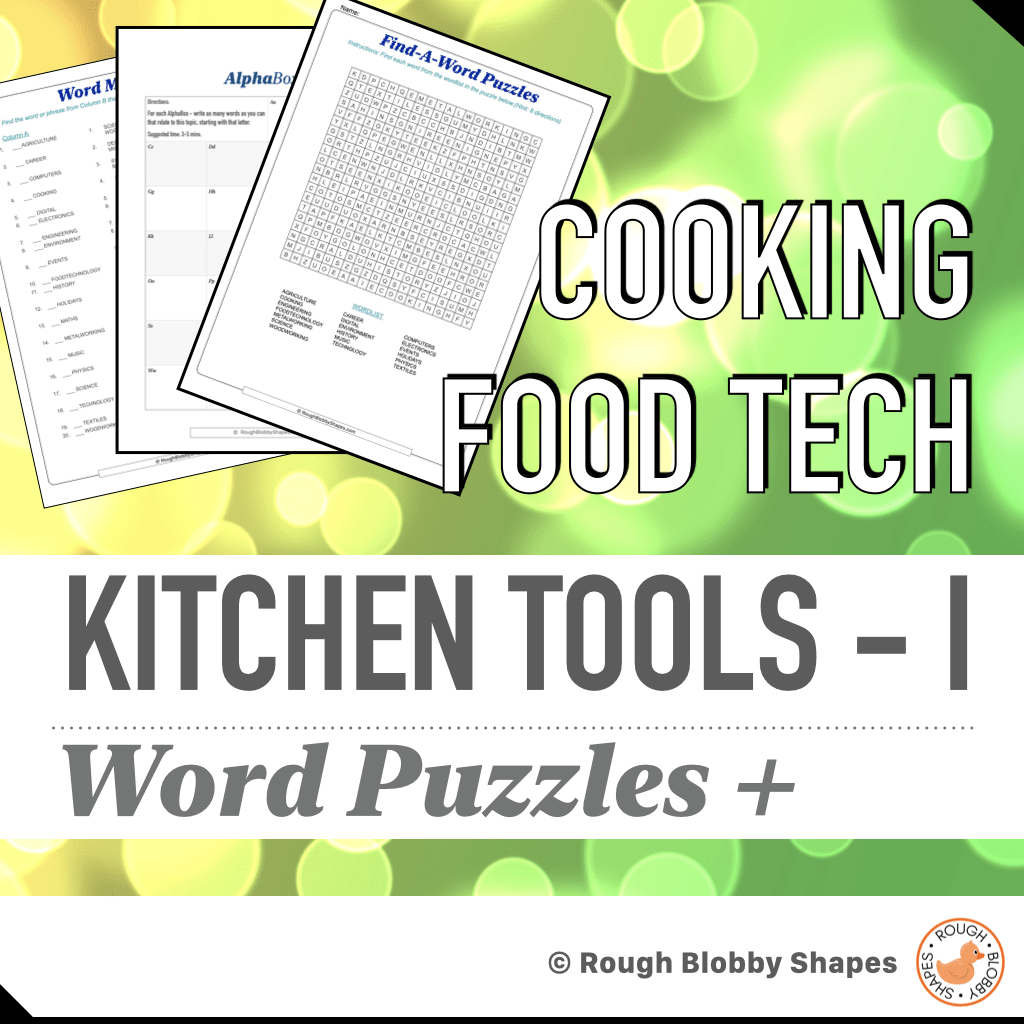 Cooking Food Tech - Kitchen Tools I - Word Puzzles