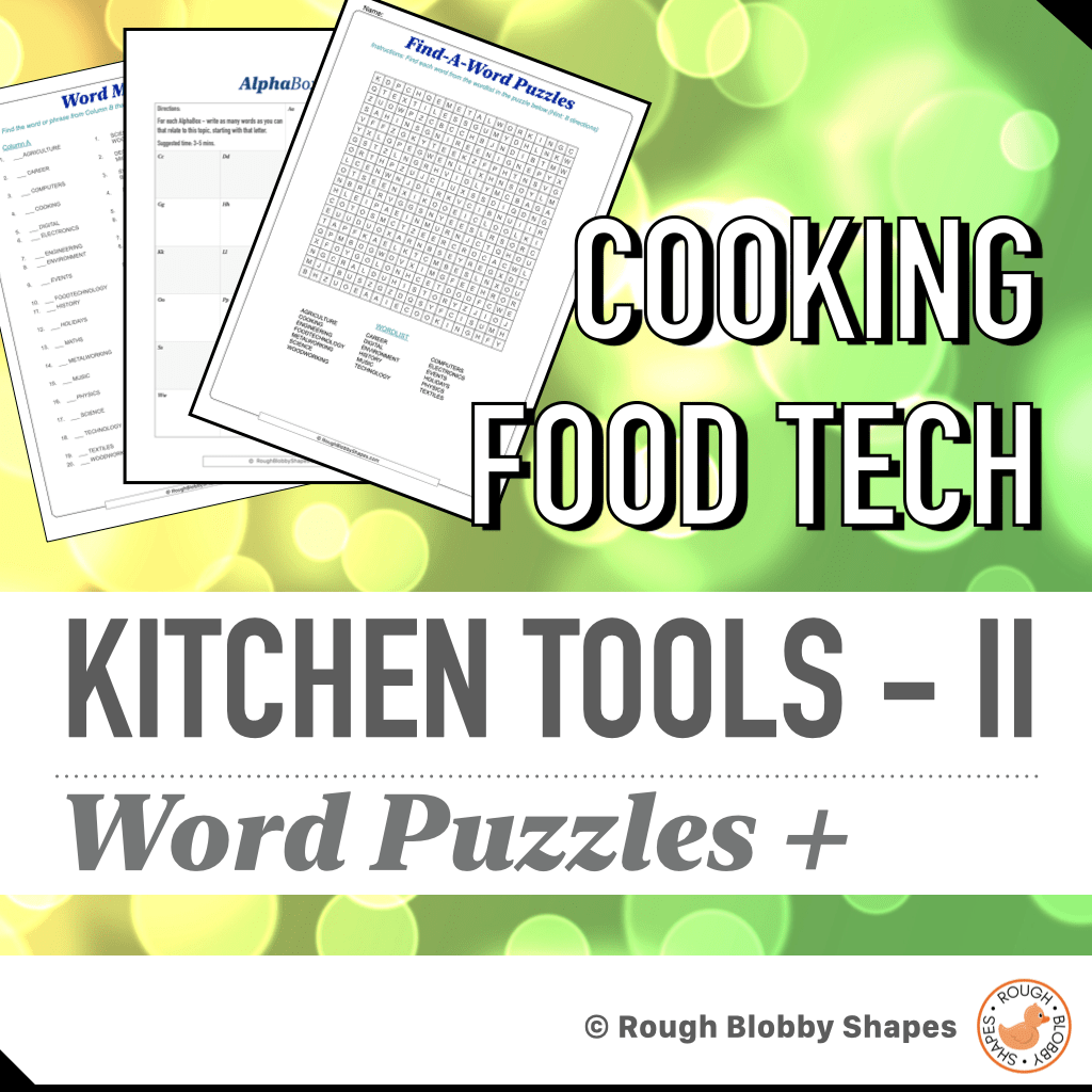 Cooking Food Tech - Kitchen Tools II - Word Puzzles
