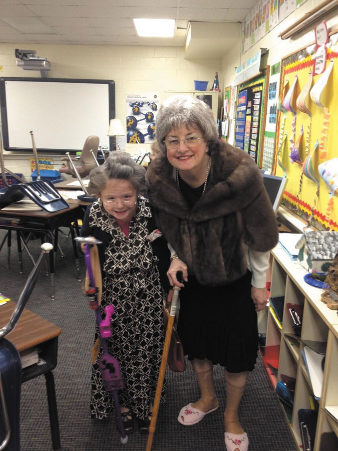 First grader Zandy Geiger and teacher Jennie Adams.