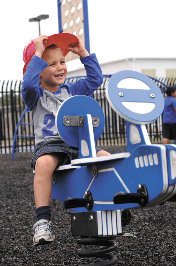 Brookhaven resident Rylan Simmons, 3, gets in some flying lessons a little closer to the ground.
