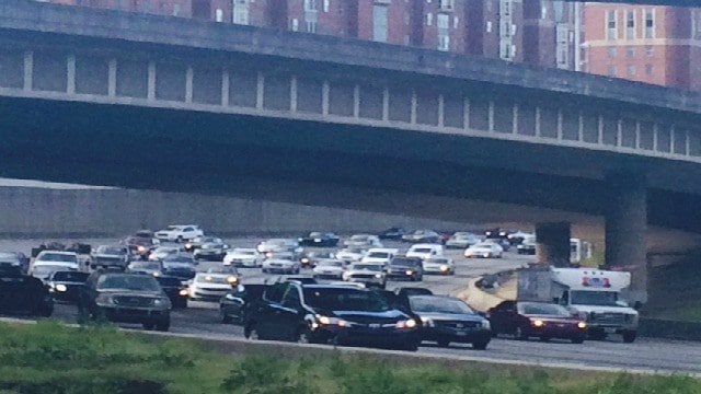 Traffic on the Downtown Connector (Courtesy CBS46)