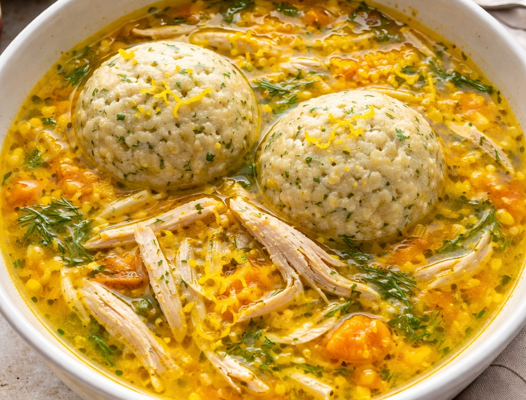 Recipe: Daily Chew’s grated lemon chicken soup with matzah balls