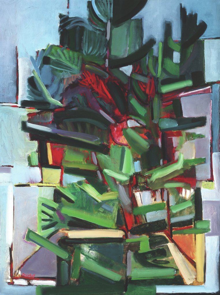 David C. Driskell's 1964 painting "Two Pines #2" in the High Museum Paper Trees exhibit