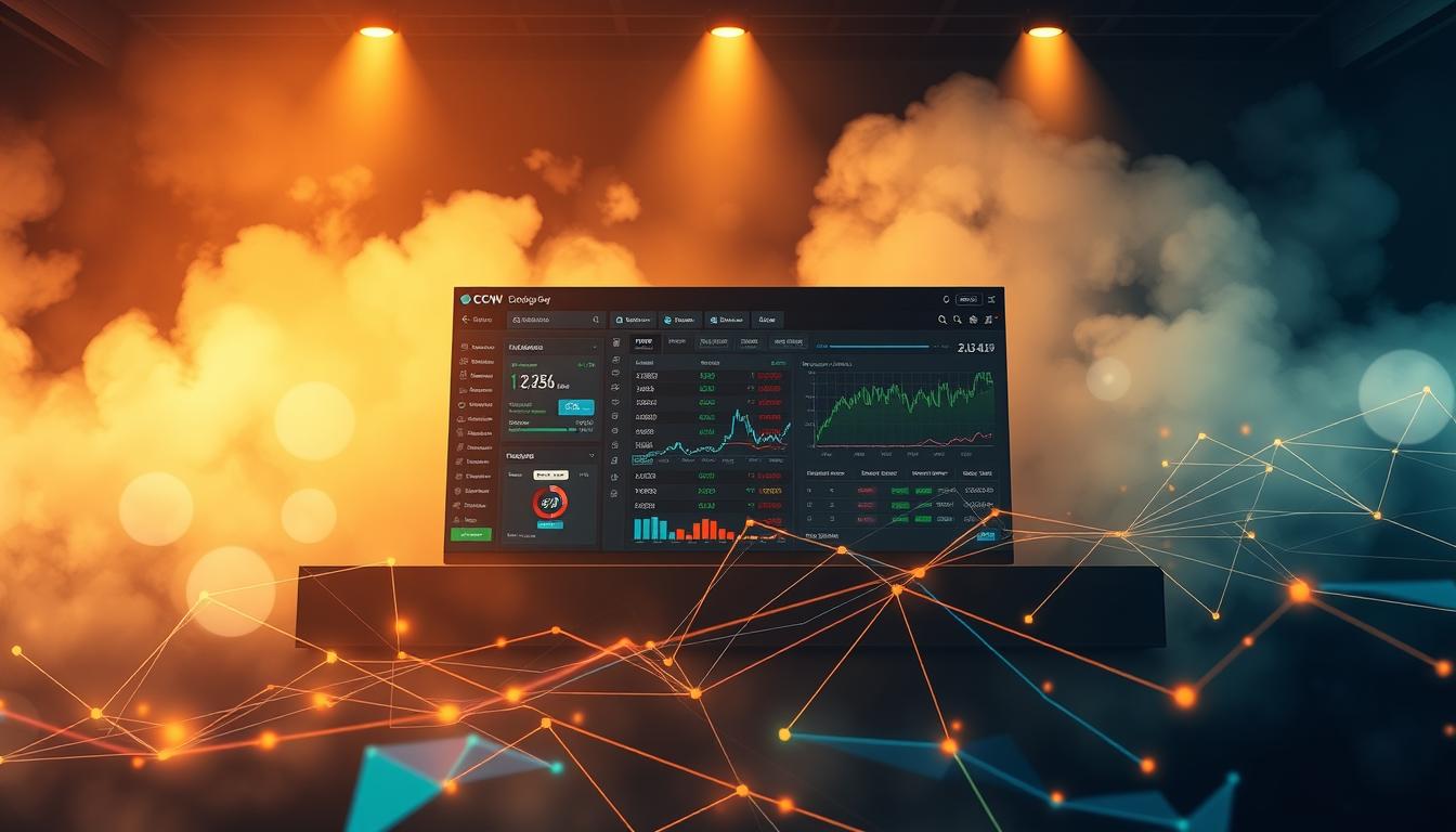 A dynamic financial landscape, captured in real-time. The center stage features a sleek, OCW dashboard displaying streaming data, algorithms processing information at lightning speed. In the foreground, abstract shapes and lines converge, representing the complex interplay of market forces. The background is a hazy, ethereal realm, hinting at the unpredictable nature of the betting world. Warm, focused lighting illuminates the scene, creating a sense of intensity and urgency. The overall composition conveys the power and precision of real-time betting prediction software, guiding the viewer through the intricate workings of this high-stakes domain.