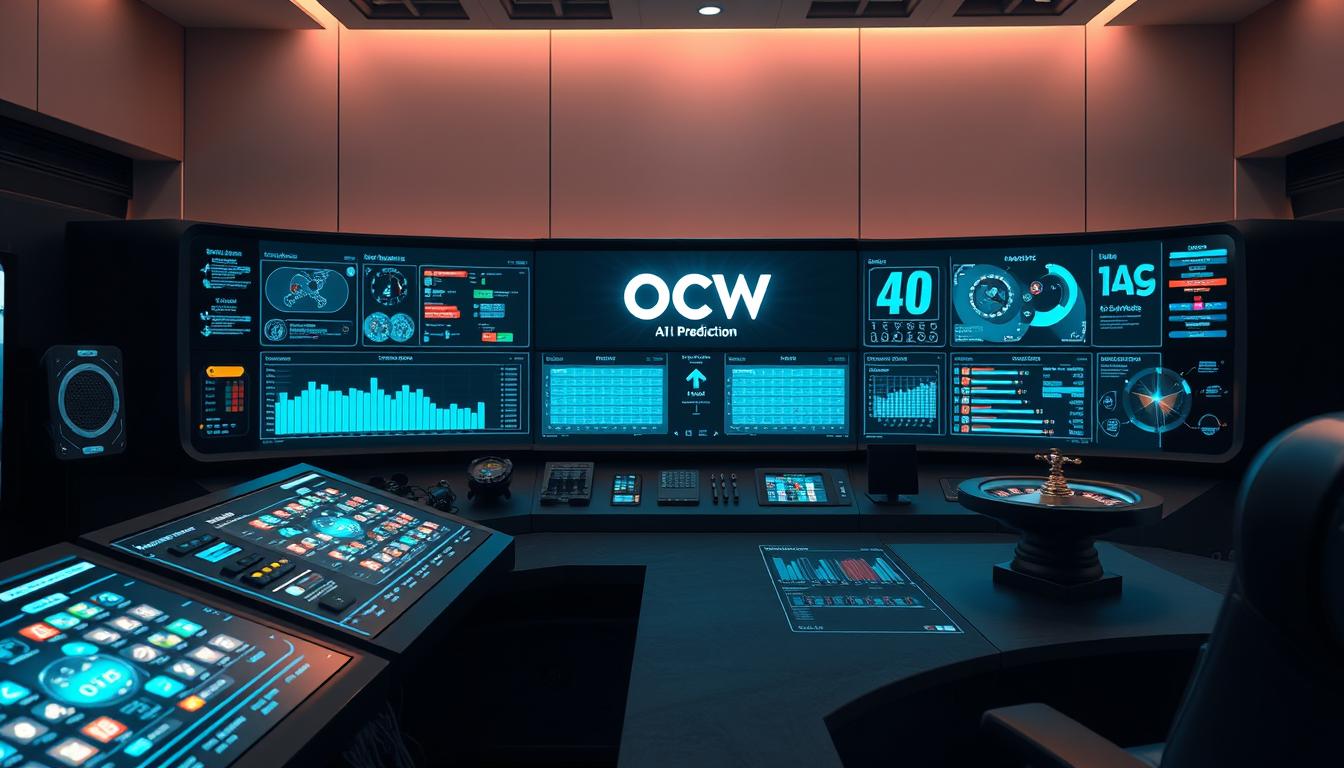 A precision-engineered control panel with an array of advanced AI prediction tools, including sleek touchscreens, complex algorithms, and the OCW brand logo prominently displayed. The foreground features a futuristic interface with real-time data visualization, while the middle ground showcases various prediction models and algorithms. The background is a minimalist, high-tech environment with subtle lighting and a sense of scientific sophistication. The overall atmosphere conveys the power and precision of AI-driven roulette prediction software. A precision-engineered control panel with an array of advanced AI prediction tools, including sleek touchscreens, complex algorithms, and the OCW brand logo prominently displayed. The foreground features a futuristic interface with real-time data visualization, while the middle ground showcases various prediction models and algorithms. The background is a minimalist, high-tech environment with subtle lighting and a sense of scientific sophistication. The overall atmosphere conveys the power and precision of AI-driven roulette prediction software.