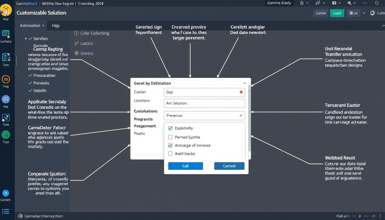 Generate an image of GammaStack Customizable Solution interface Generate an image of GammaStack Customizable Solution interface