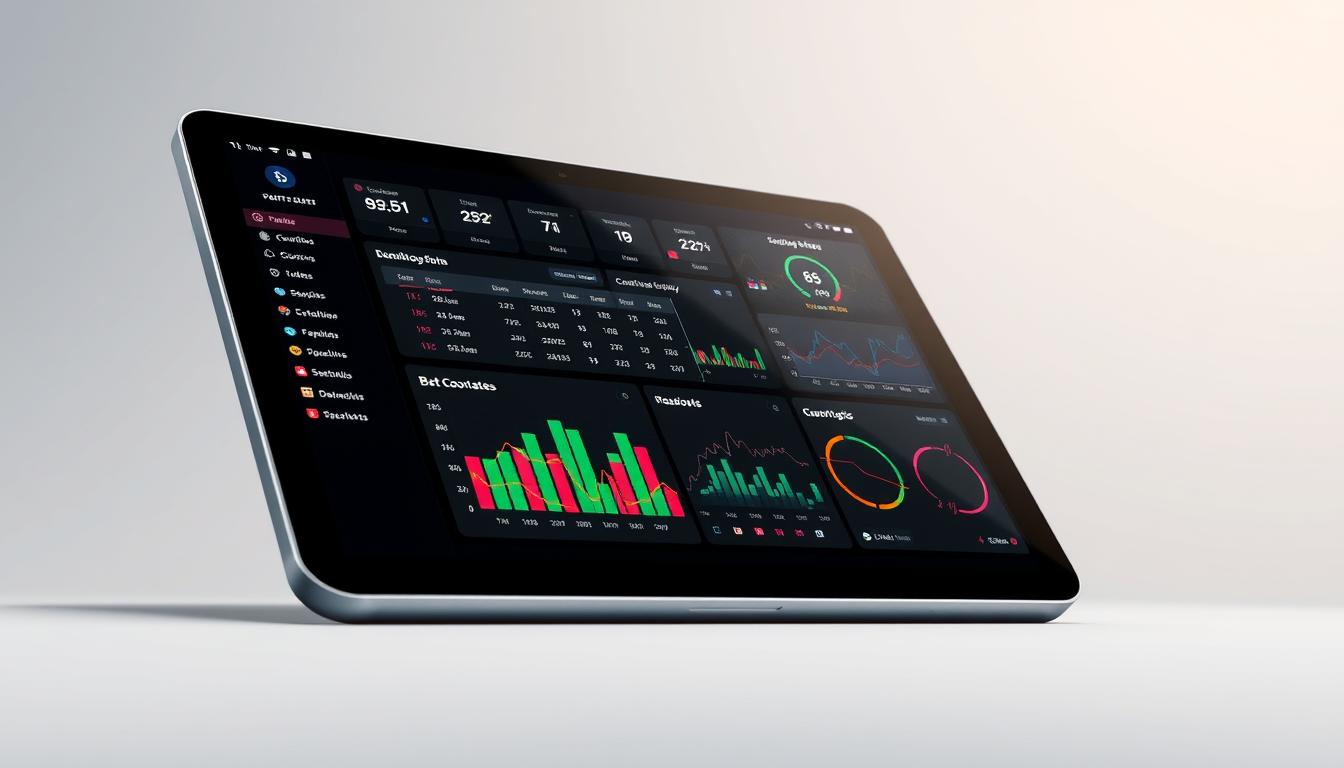 Generate an image of a bet counter dashboard on a tablet.