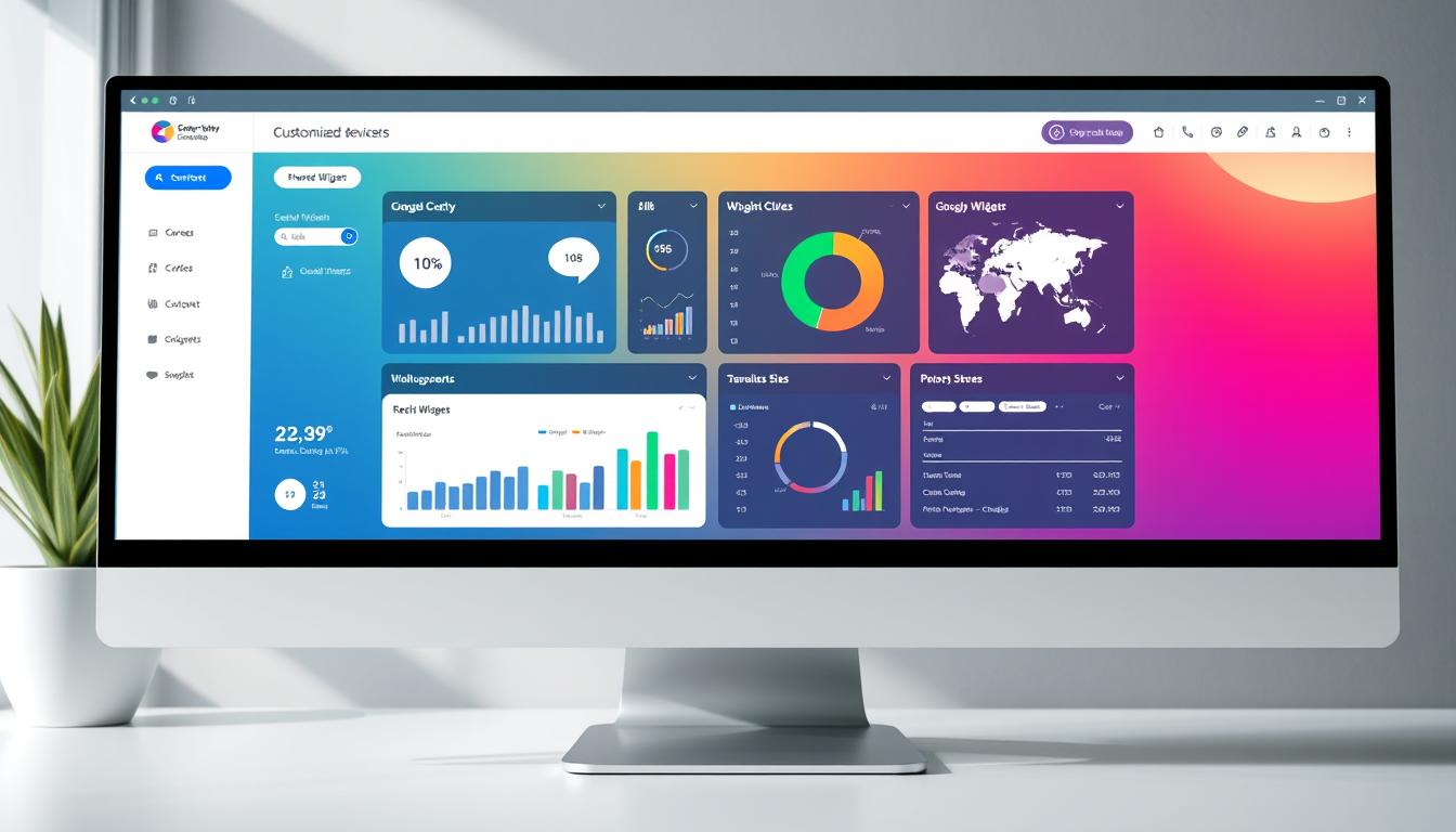 Generate an image of a customizable dashboard on a computer screen. Generate an image of a customizable dashboard on a computer screen.