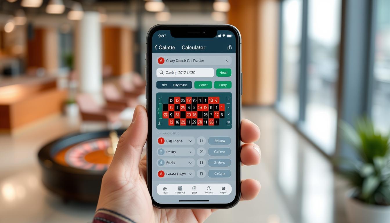 Generate an image of a roulette calculator on a smartphone.