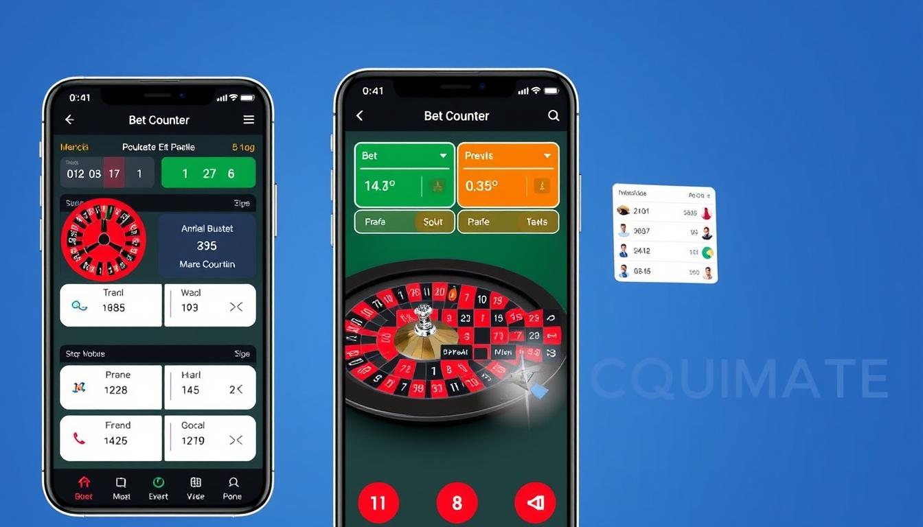 Generate an image of the Ultimate Roulette Bet Counter & Predictor app interface. Generate an image of the Ultimate Roulette Bet Counter & Predictor app interface.