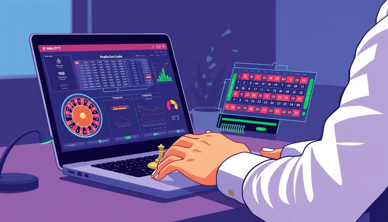 Image of a person setting up roulette prediction software on a computer Image of a person setting up roulette prediction software on a computer