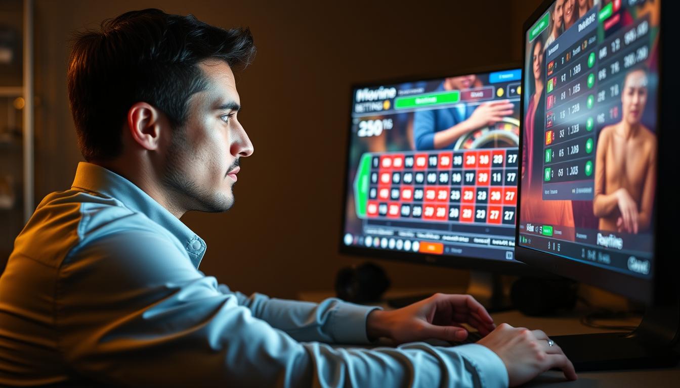 An image of a person using real-time roulette betting software on a computer