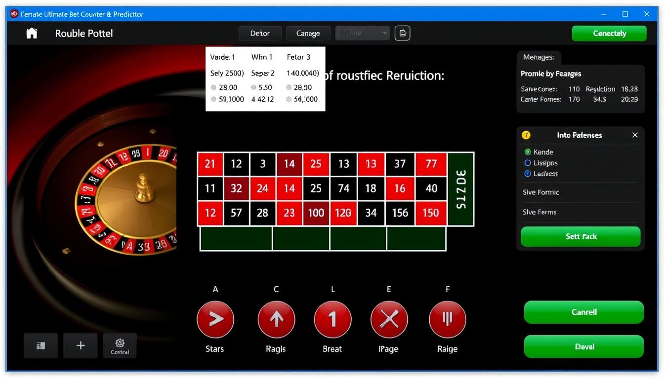 Generate an image of Ultimate Roulette Bet Counter & Predictor software interface Generate an image of Ultimate Roulette Bet Counter & Predictor software interface
