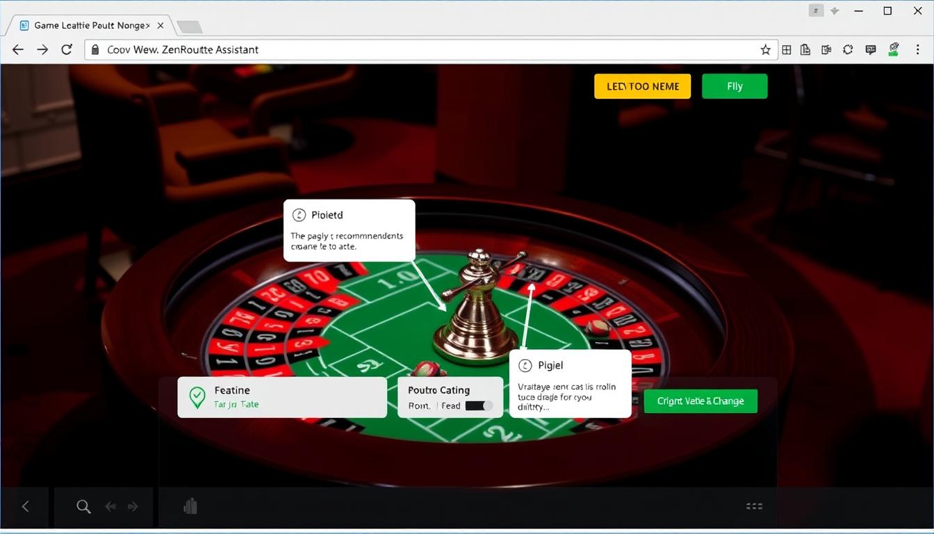 Generate an image of a Chrome browser with the ZenRoulette Assistant extension installed, showing strategic recommendations during a live roulette game. Generate an image of a Chrome browser with the ZenRoulette Assistant extension installed, showing strategic recommendations during a live roulette game.